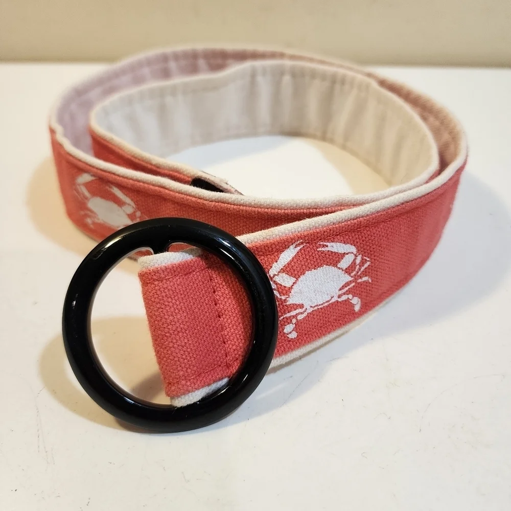 Sand Shack Crab Print Belt with Black Buckle Size M